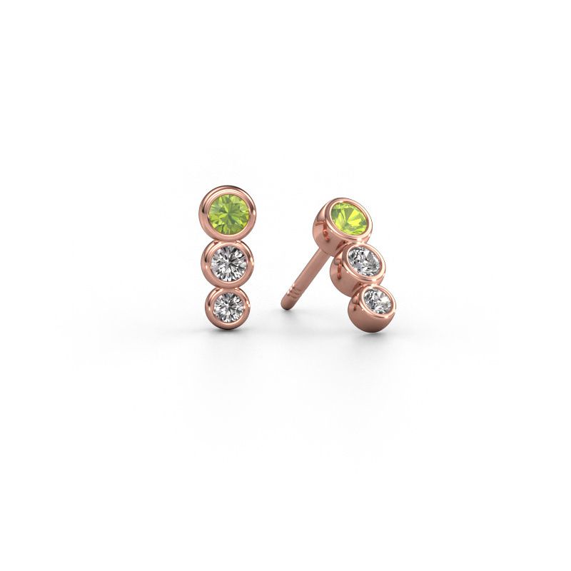 Boucles d'oreilles Felica 585 or rose péridot 2.7 mm