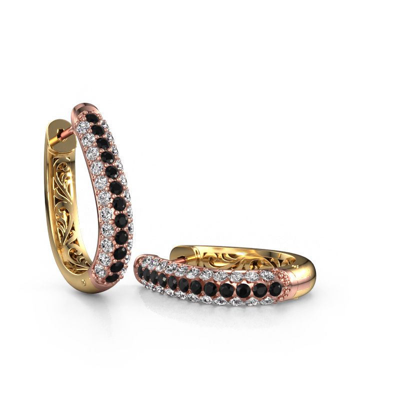 Hoop earrings Danika 12.5 A 585 rose gold black diamond 1.456 crt