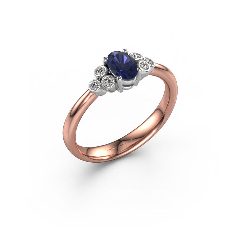 Verlobungsring Lucy 1 585 Roségold Saphir 6x4 mm