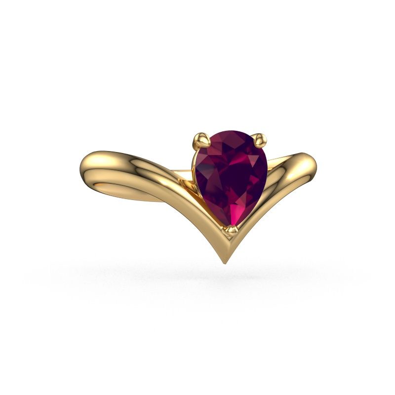 Bague de fiançailles Maddy PER 585 or jaune rhodolite 8x6 mm