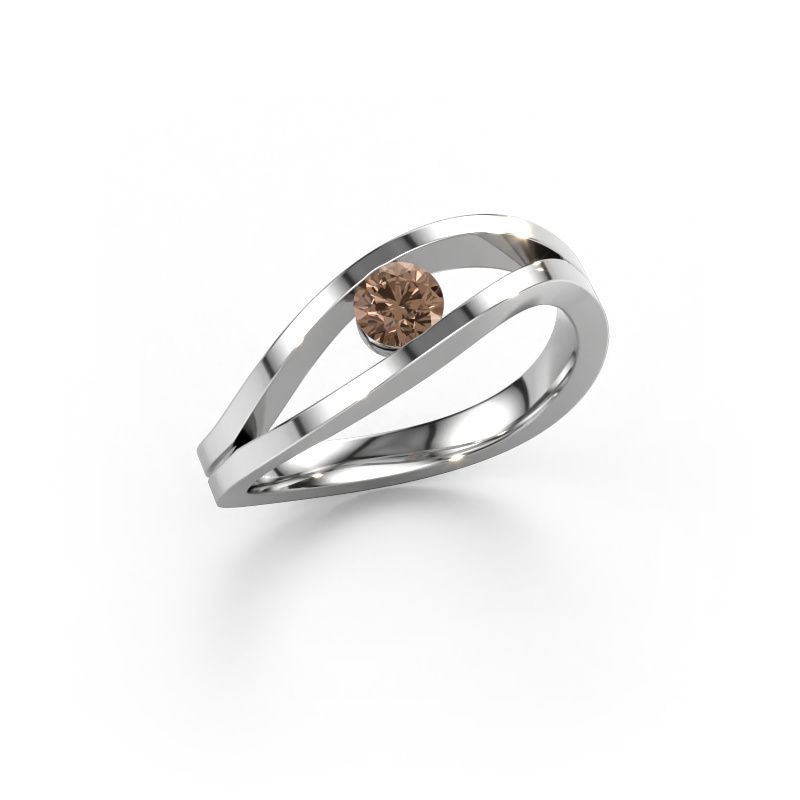 Ring Sigrid 1 950 platina bruine diamant 0.25 crt