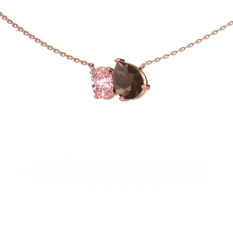Pendant Toi et Moi PER OVL 585 rose gold smokey quartz 8x6 mm