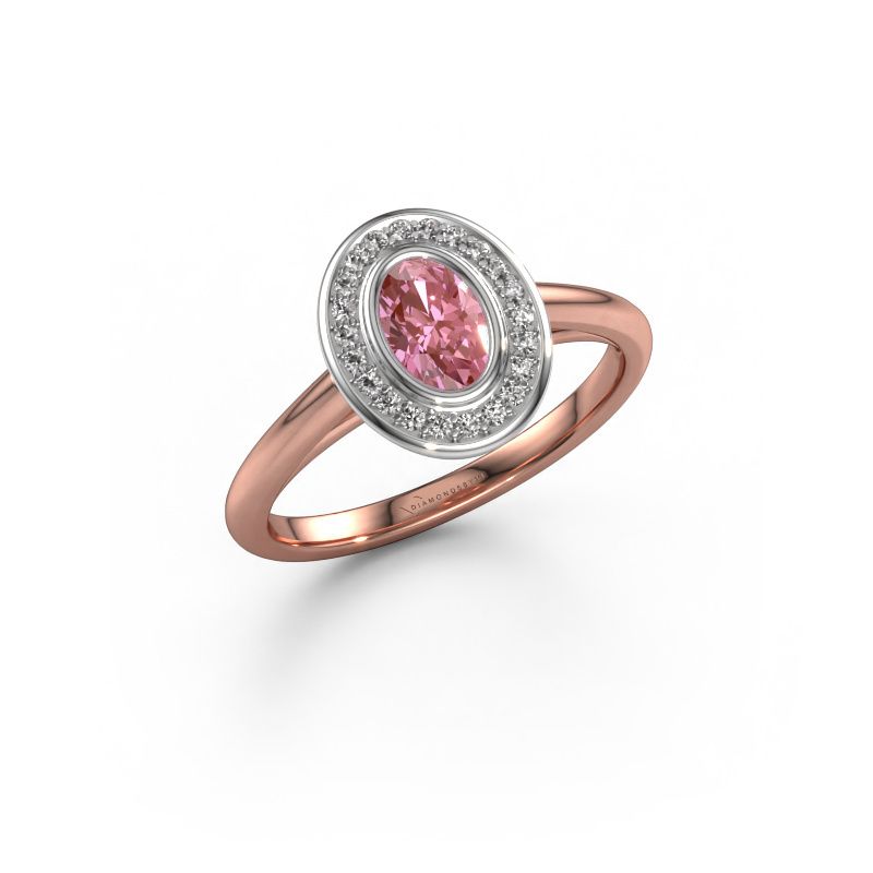 Engagement ring Noud 1 OVL 585 rose gold pink lab grown diamond 6x4 mm