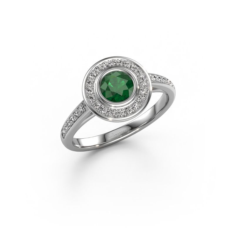 Verlobungsring Noud 2 RND 585 Weißgold Smaragd 5 mm