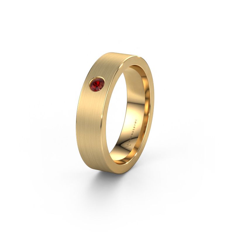 Wedding ring WH0101L15BM 585 gold garnet ±0.20x0.08 in