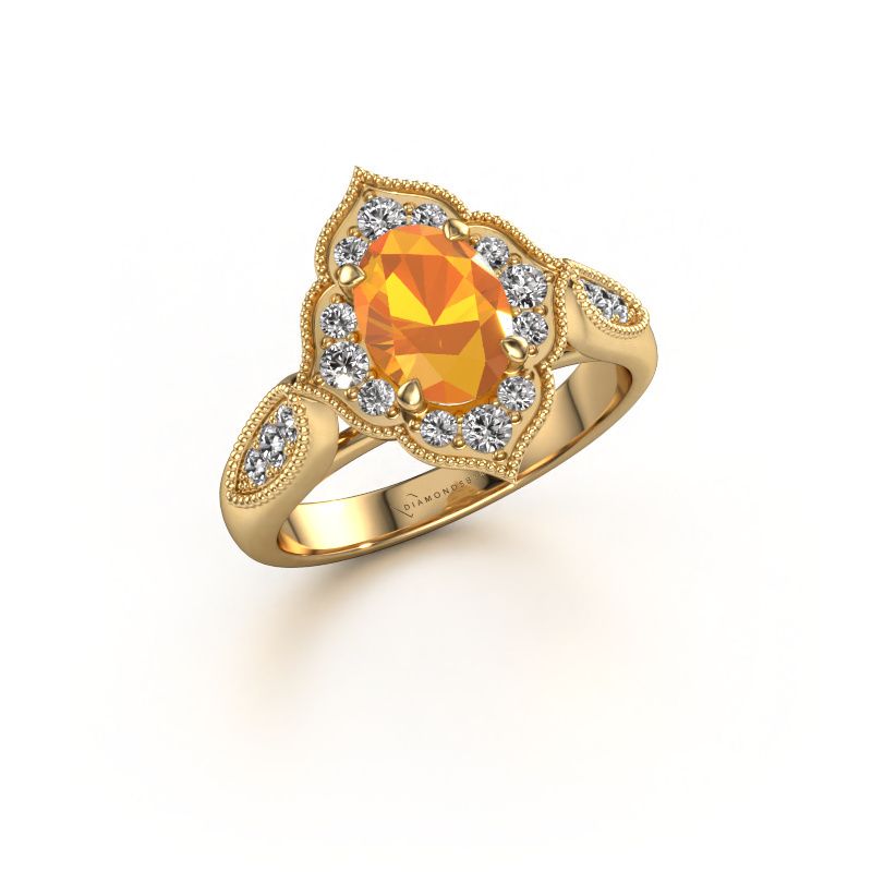 Engagement ring Rosan 585 gold citrin 8x6 mm