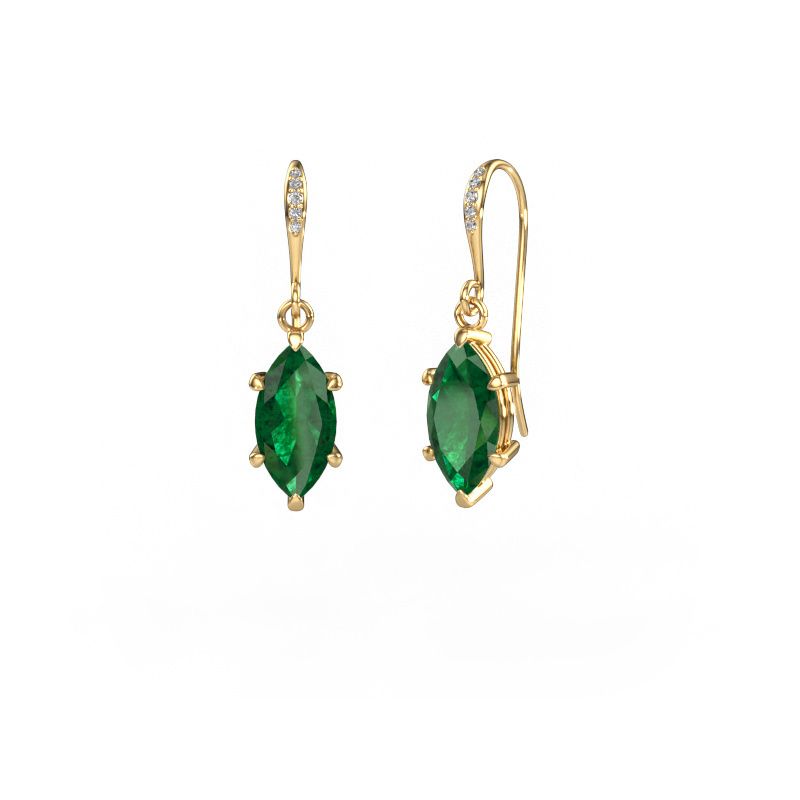 Oorhangers Laurie MRQ 2 585 goud smaragd 10x5 mm