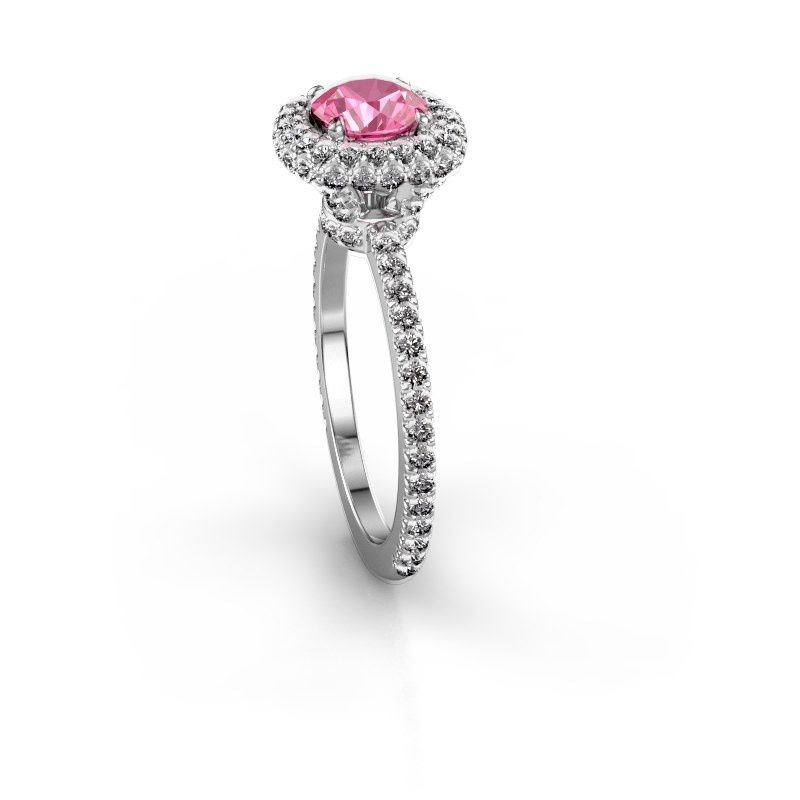 Image of Engagement ring Talitha RND 585 white gold pink sapphire 6.5 mm