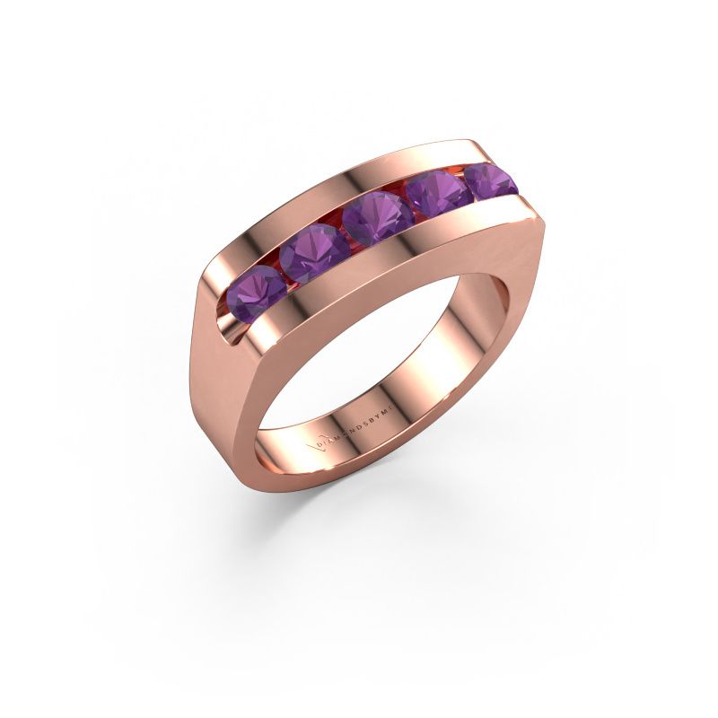 Heren ring Richard 585 rosé goud amethist 4 mm