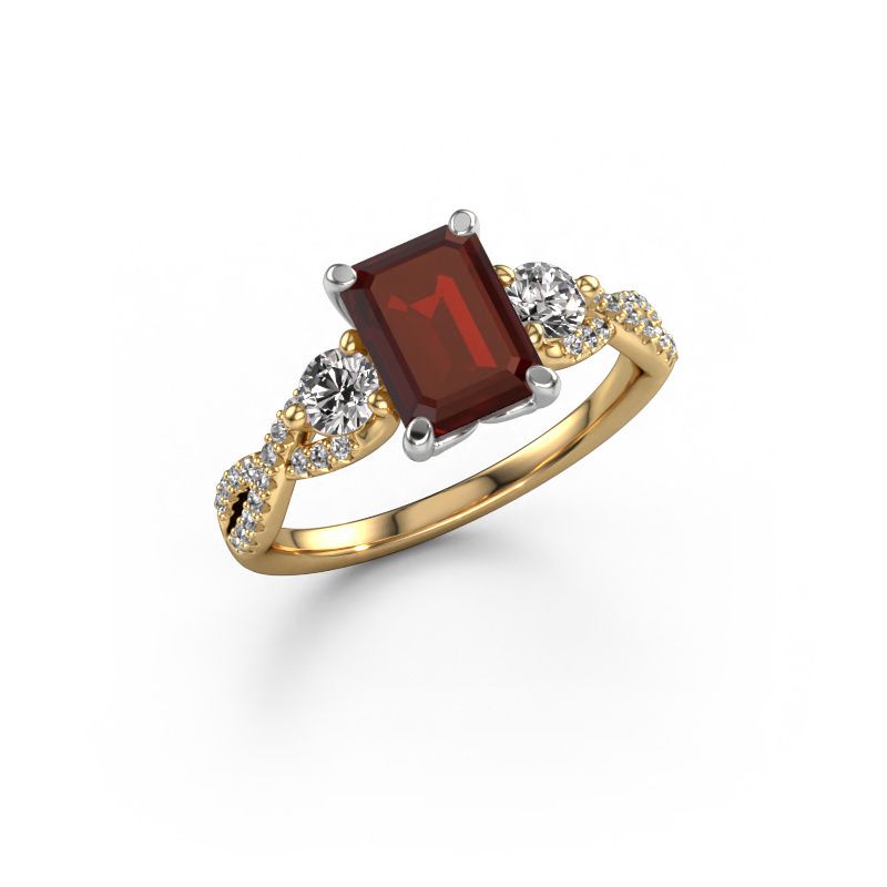 Bague de fiançailles Marilou EME 585 or jaune grenat 8x6 mm