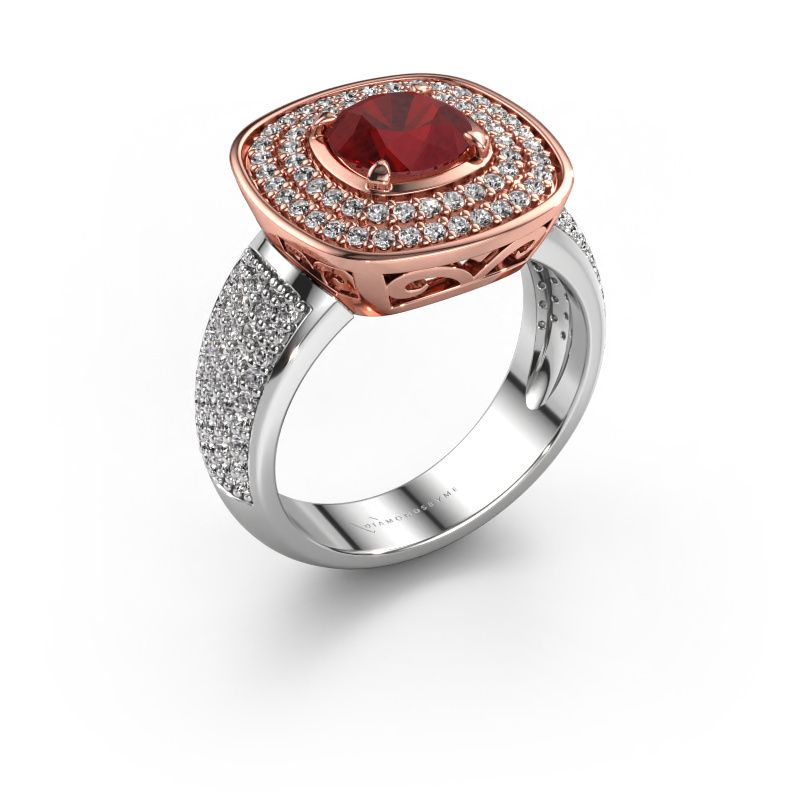 Ring Eliana 585 rosé goud robijn 6 mm