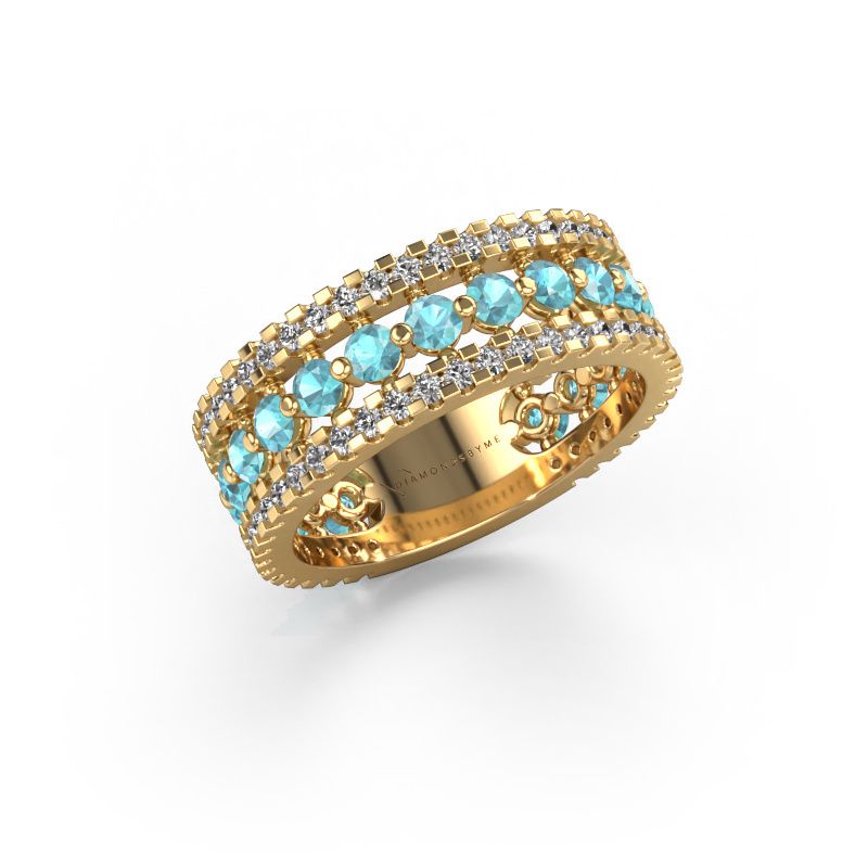 Ring Elizbeth 2 585 goud blauw topaas 2.4 mm
