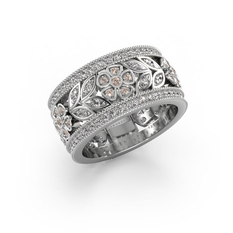 Bague Elanor 585 or blanc diamant brun 0.978 crt
