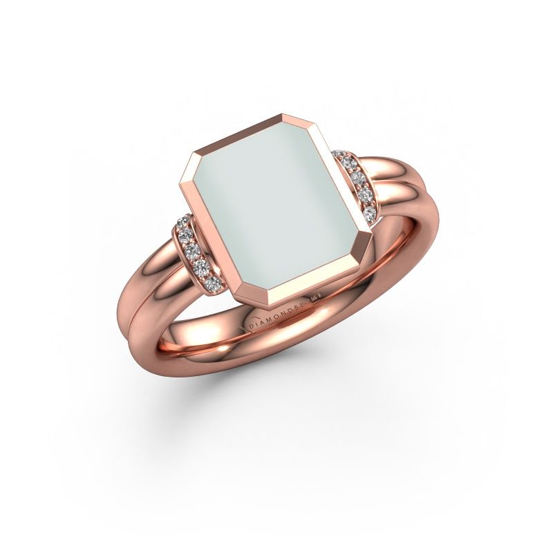 Signet ring Gwenn 3 585 rose gold green sardonyx 10x8 mm