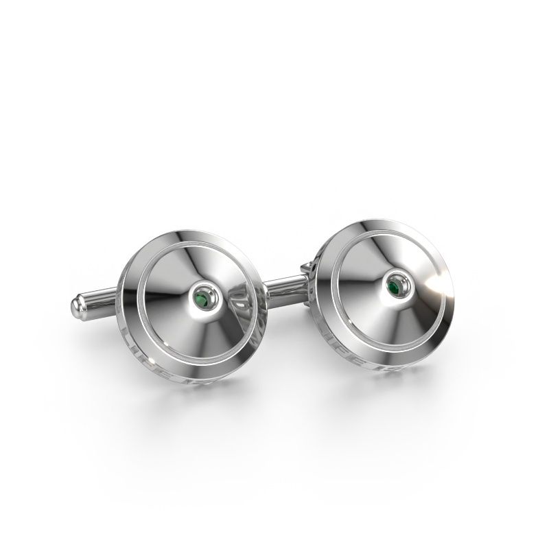 Manchetknopen Demian 585 witgoud smaragd 2.2 mm