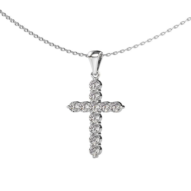 Anhänger Cross 585 Weißgold Zirkonia 2.5 mm