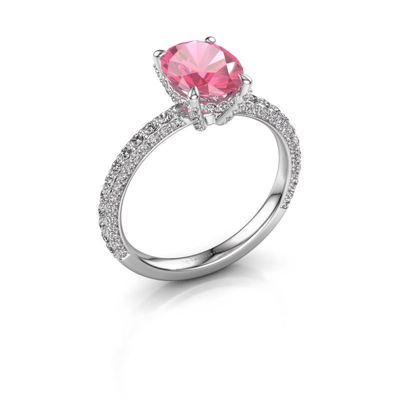 Image of Engagement ring saskia 2 ovl<br/>950 platinum<br/>Pink sapphire 9x7 mm