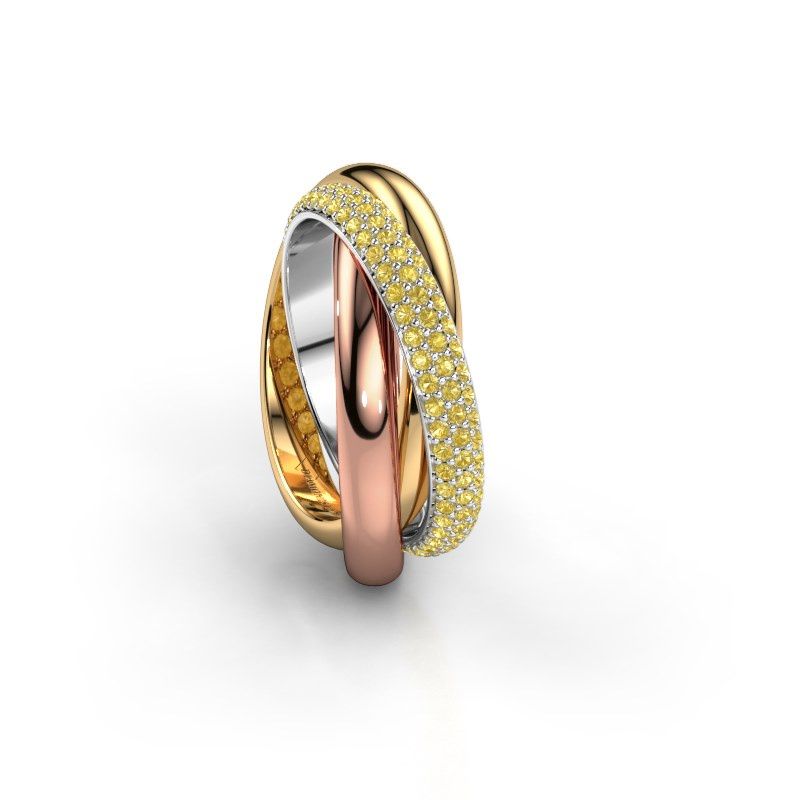 Image de Bague trinity 2<br/>585 or blanc<br/>Saphir jaune 1 mm