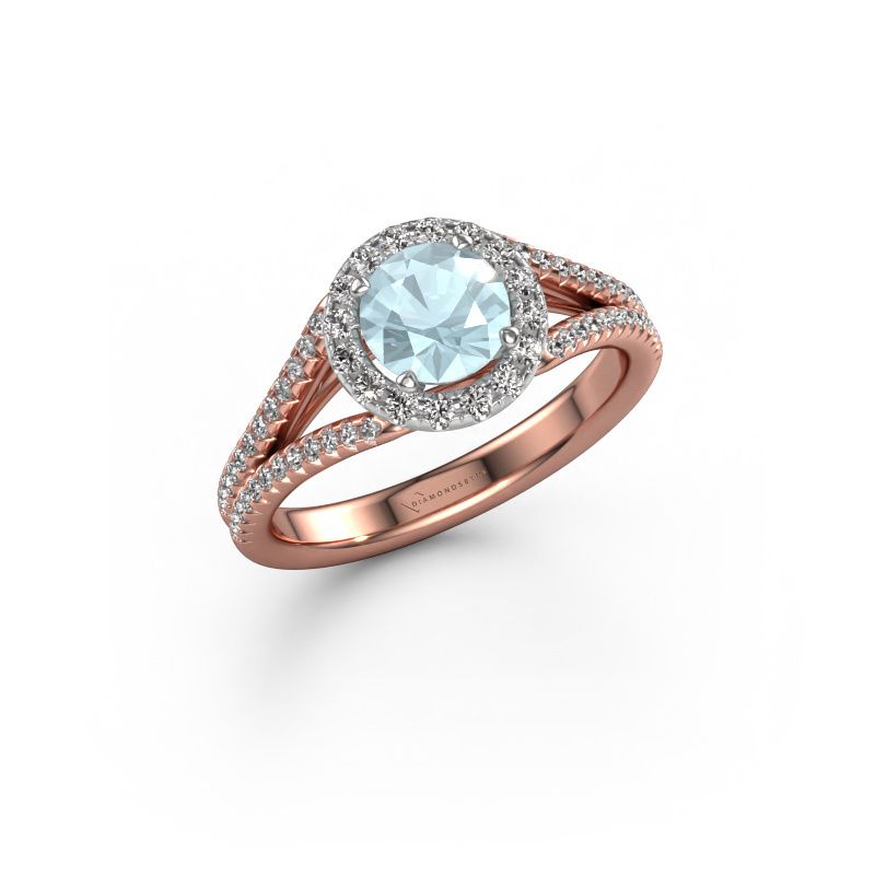 Bague de fiançailles Verla rnd 2 585 or rose aigue-marine 6.5 mm