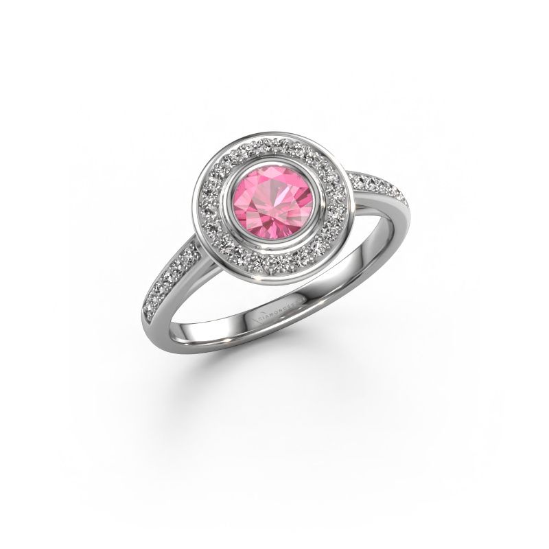 Bague de fiançailles Noud 2 RND 950 platine saphir rose 5 mm