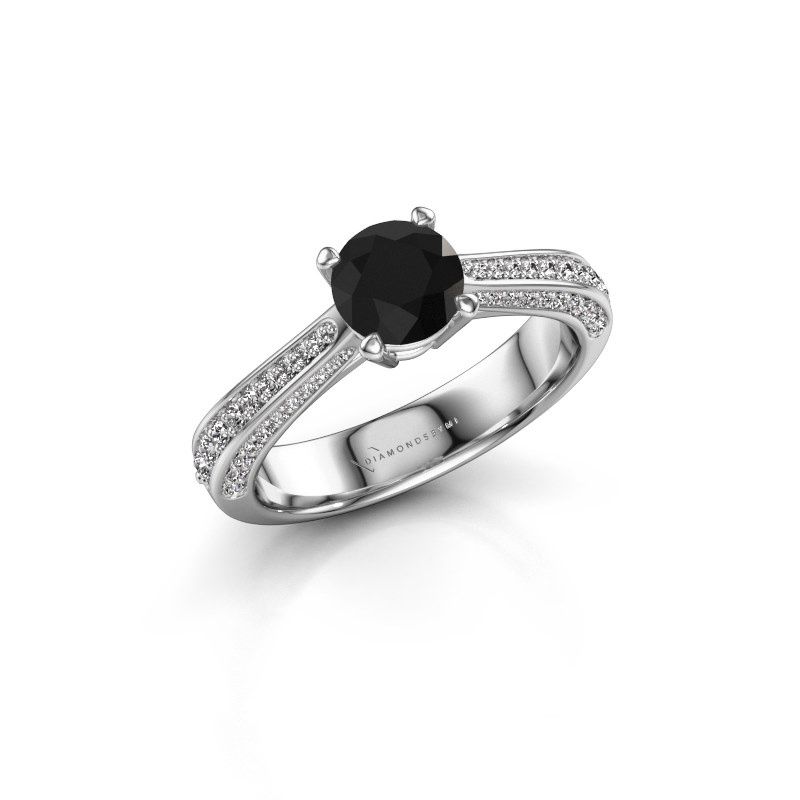 Image of Engagement ring Ruby rnd 585 white gold black diamond 0.84 crt