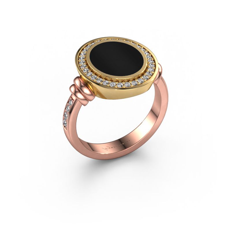 Signet ring Servie 2 585 rose gold onyx 12x10 mm