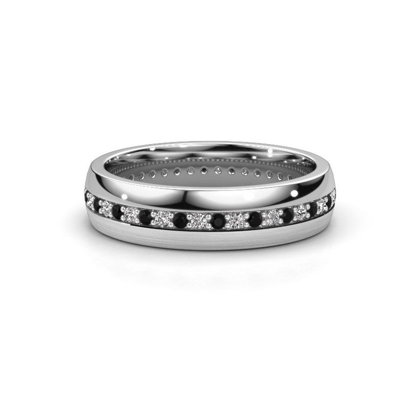 Afbeelding van Trouwring WH0203L25BPM 585 witgoud zwarte diamant 0.484 crt ±5x2 mm
