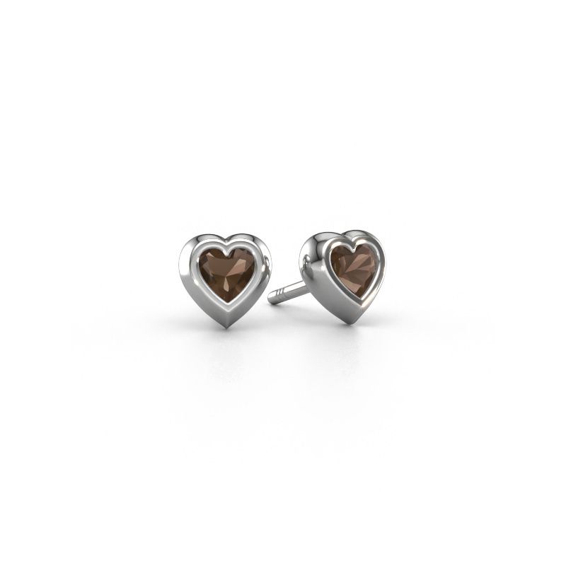 Clous d'oreilles Charlotte 950 platine quartz fumé 4 mm