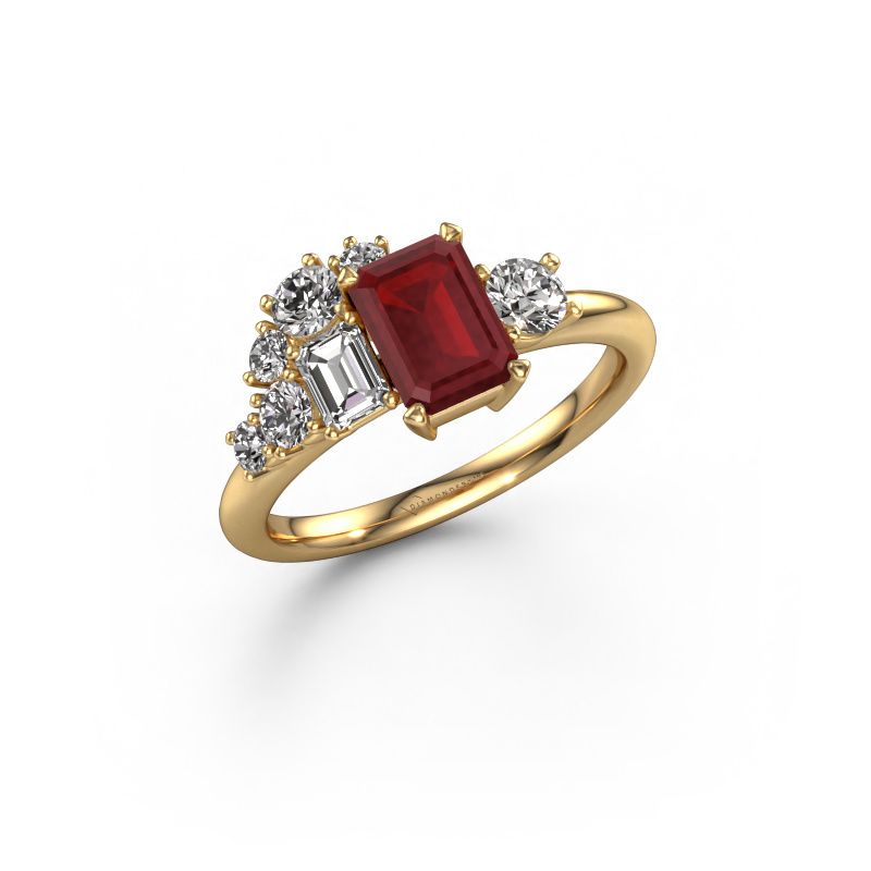 Ring Sabina 585 goud robijn 7x5 mm