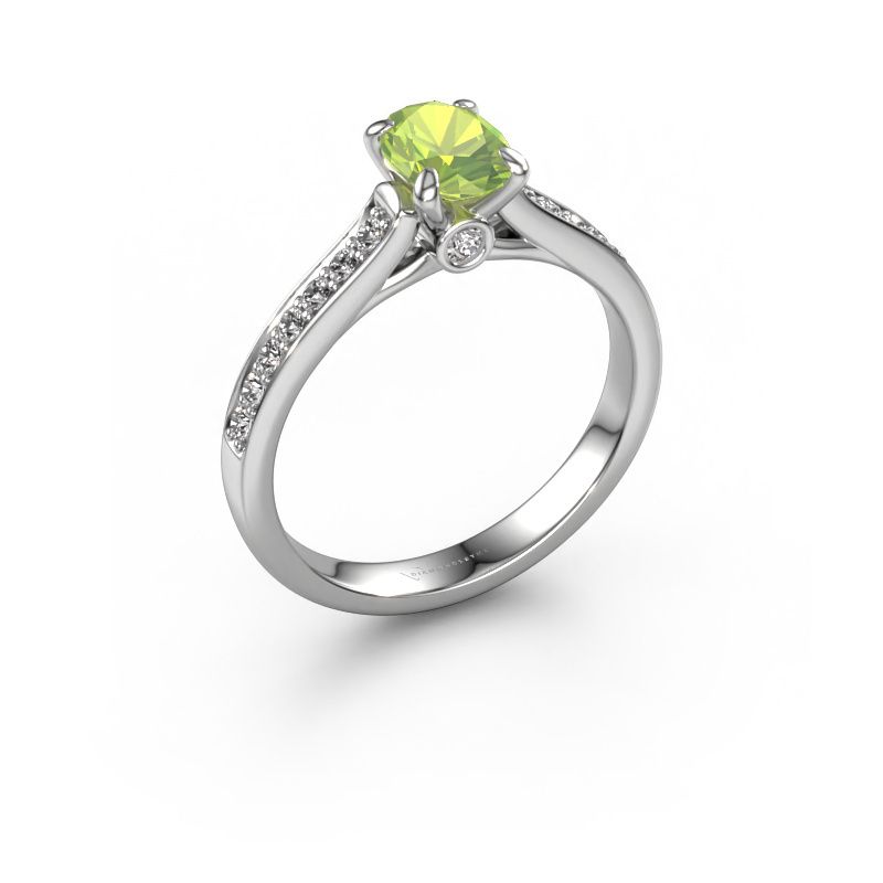 Verlobungsring Valorie ovl 2 585 Weißgold Peridot 7x5 mm