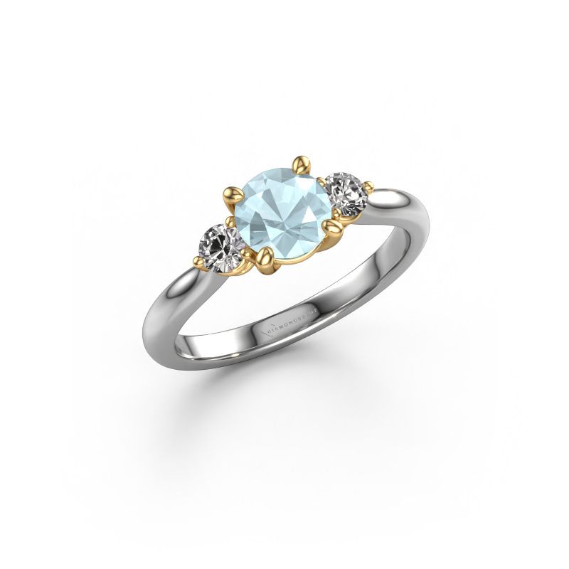 Bague de fiançailles Lieselot RND 585 or blanc aigue-marine 6.5 mm