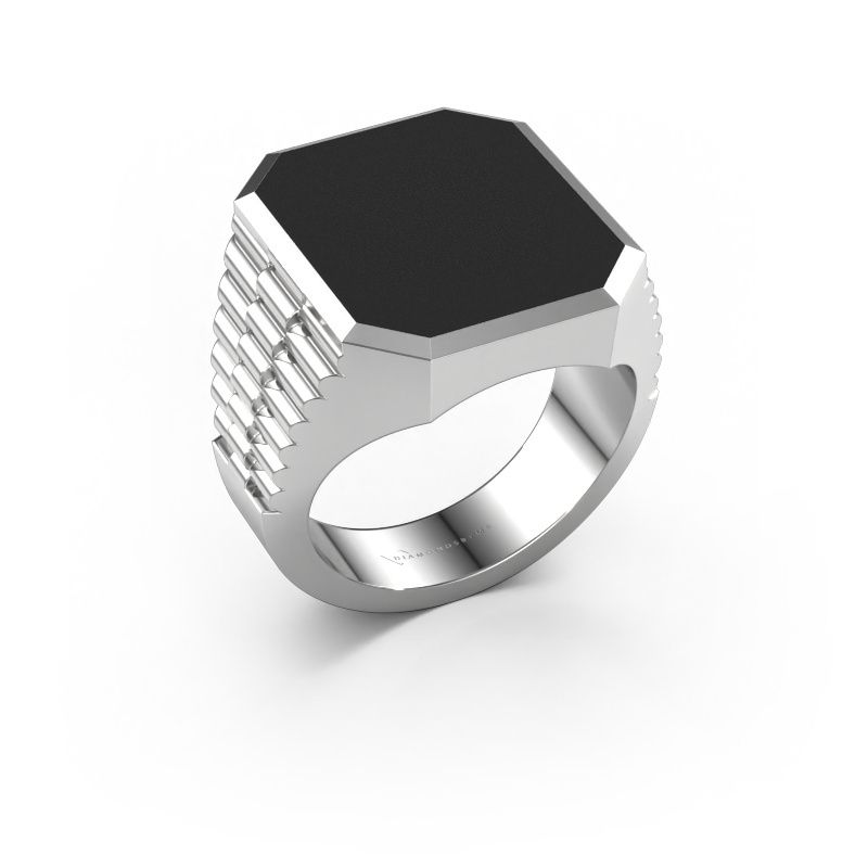 Siegelring Brent 5 950 Platin Schwarze Emaille 18x15 mm