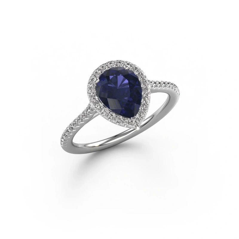 Verlobungsring Seline per 2 585 Weißgold Saphir 8x6 mm