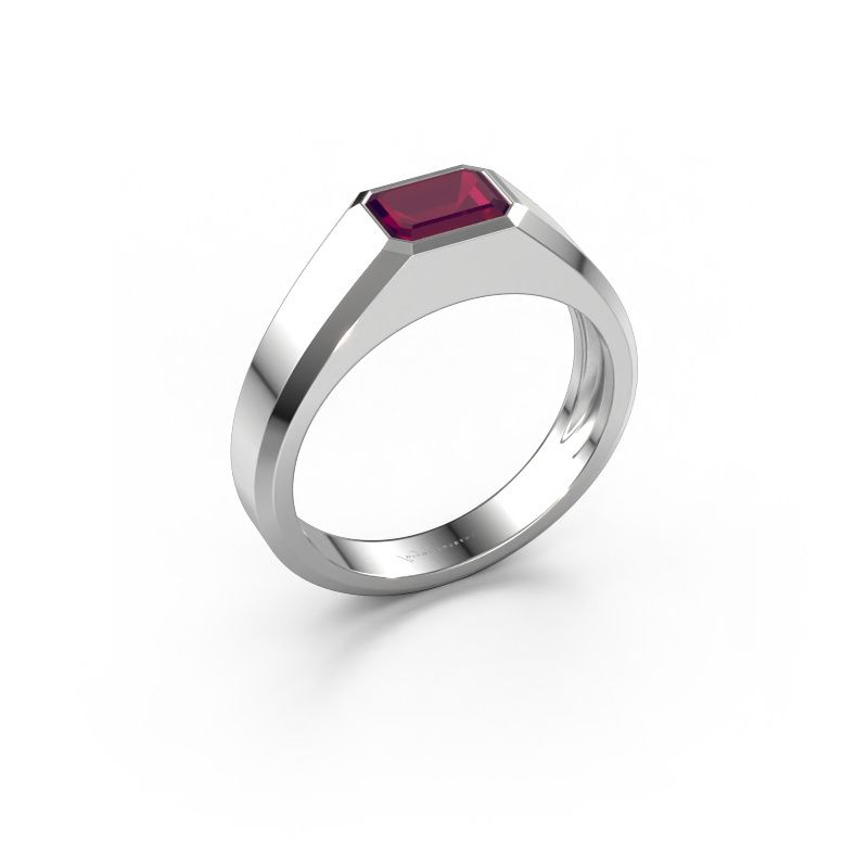 Bague pour homme Dylan 1 585 or blanc rhodolite 7x5 mm