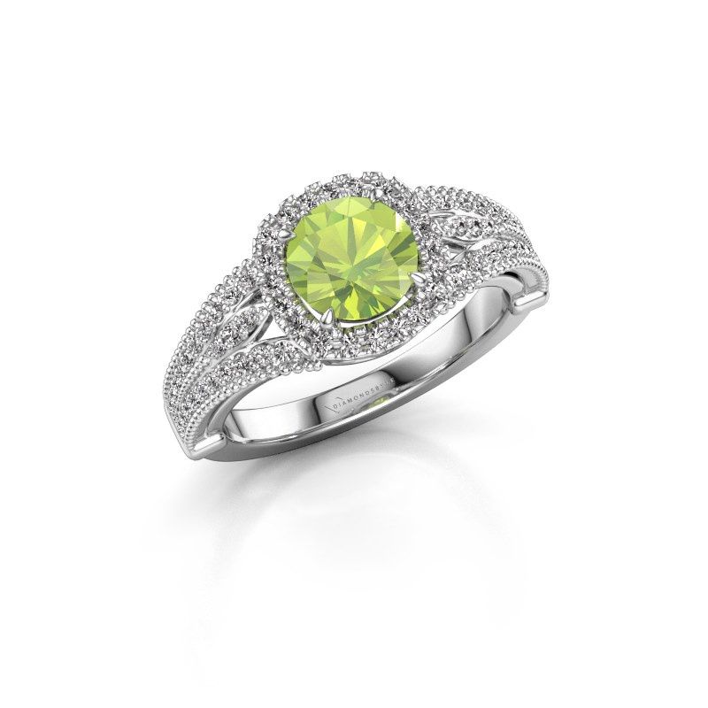 Image of Engagement ring Darla 585 white gold peridot 6.5 mm