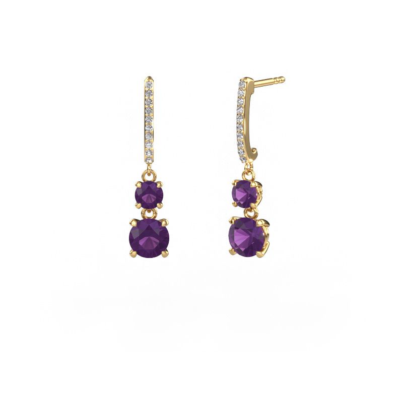 Drop earrings Tanja 2 585 gold amethyst 4.2 mm