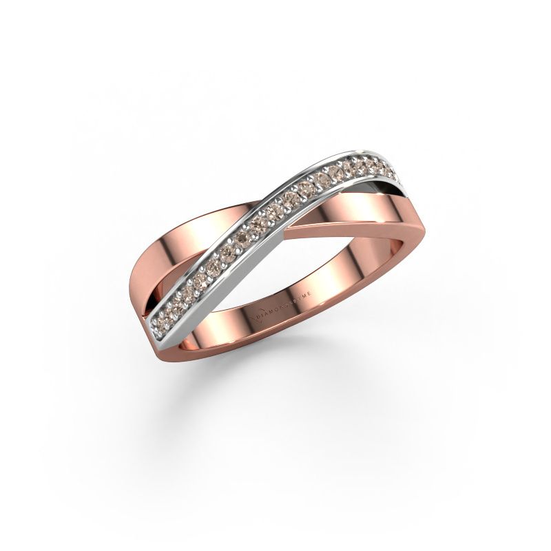Ring Kaley 585 rosé goud bruine diamant 0.143 crt