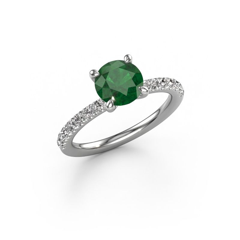 Verlobungsring Crystal RND 2 950 Platin Smaragd 7 mm