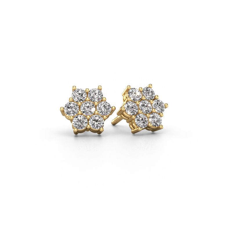 Clous d'oreilles Bonita 585 or jaune zircone 2.4 mm