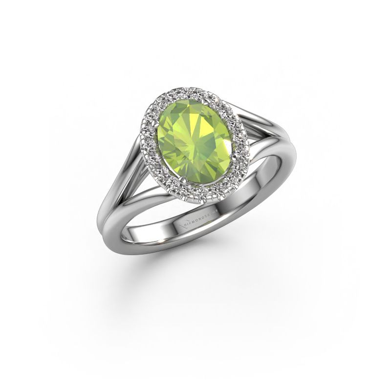 Verlovingsring Verla ovl 1 950 platina peridoot 8x6 mm