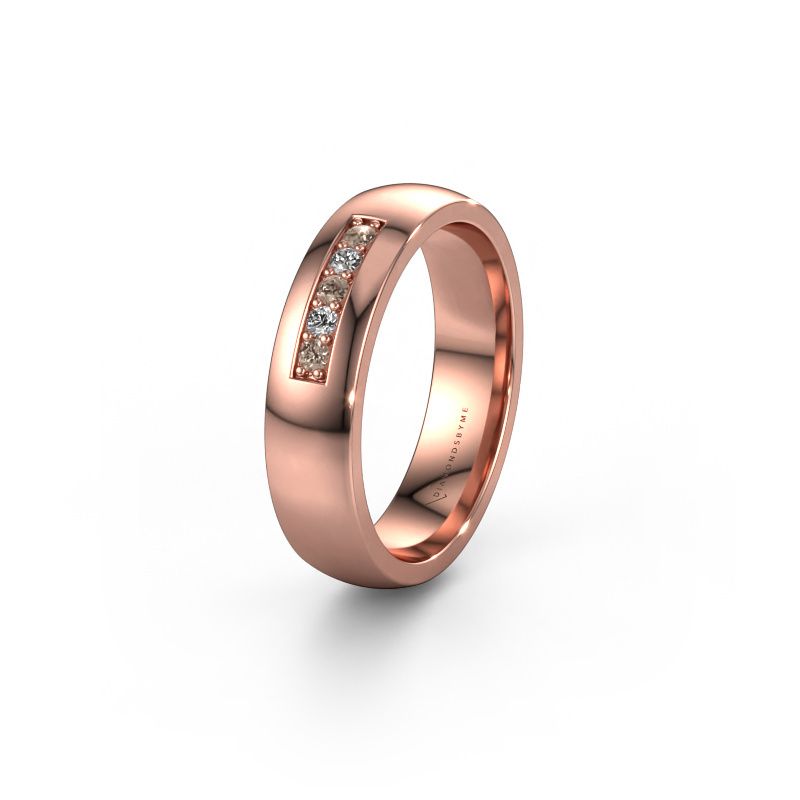Trouwring WH0111L25BP 585 rosé goud bruine diamant ±5x2 mm