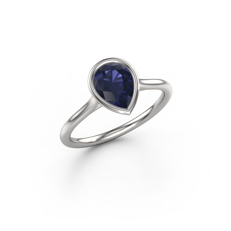 Verlovingsring Lavon Per 585 witgoud saffier 8x6 mm