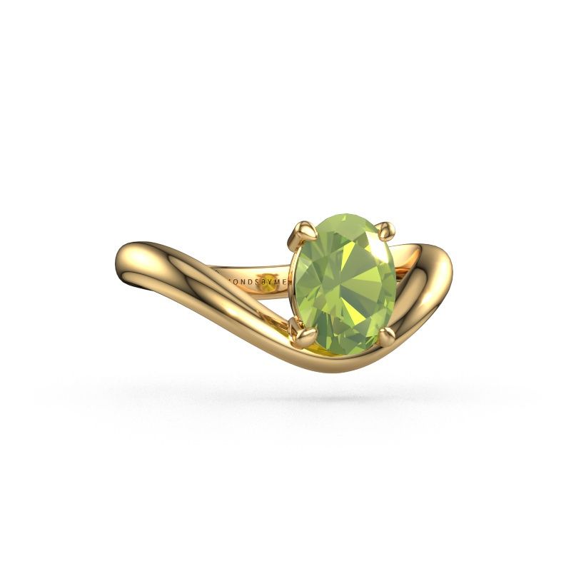 Bague de fiançailles Femke OVL 585 or jaune péridot 8x6 mm