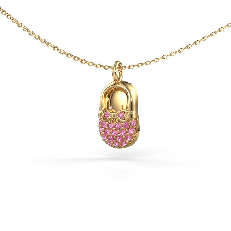 Anhänger Babyshoe 585 Gold Pink Saphir 1.3 mm