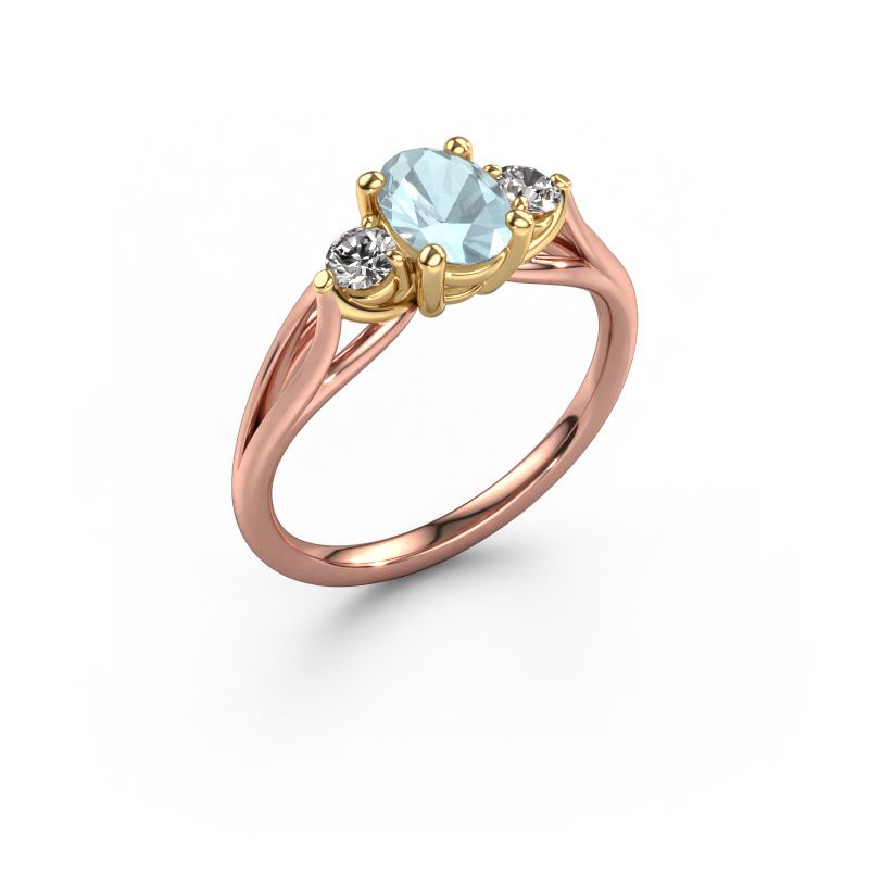 Verlobungsring Amie OVL 585 Roségold Aquamarin 7x5 mm