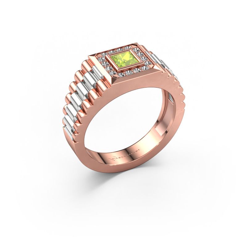 Bague pour homme Zilan 585 or rose péridot 4 mm