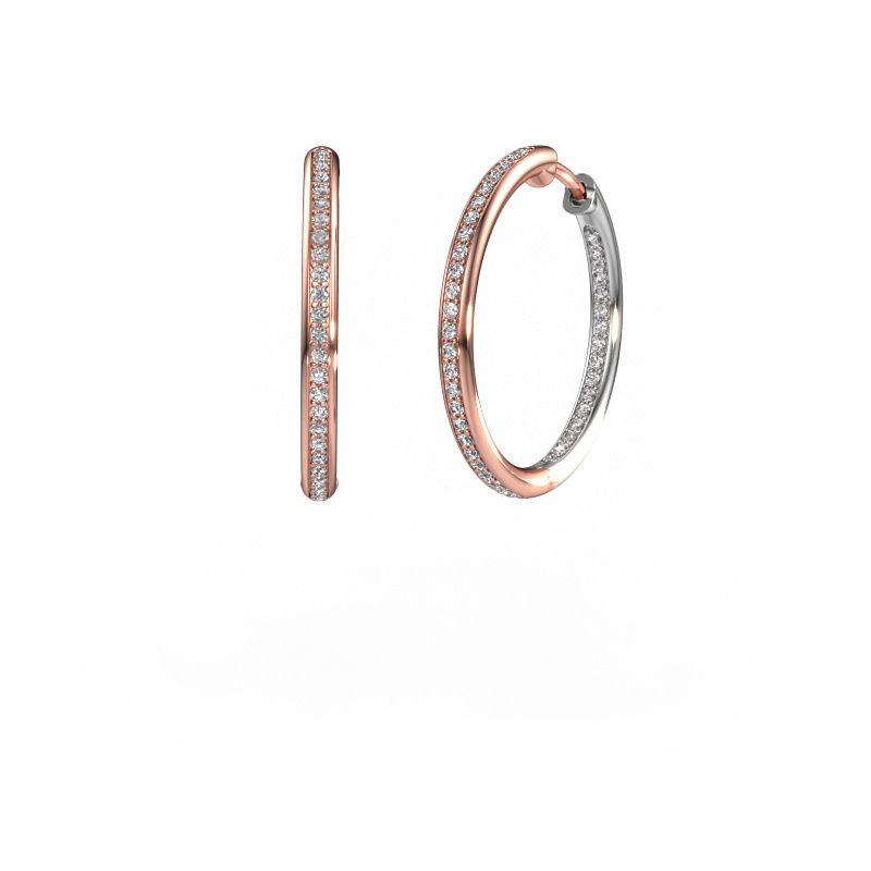 Créoles Sina 20mm 585 or rose diamant 0.536 crt