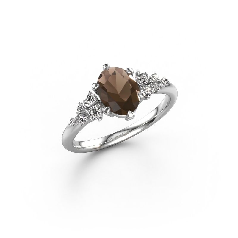 Verlobungsring Royce OVL 585 Weißgold Rauchquarz 8x6 mm