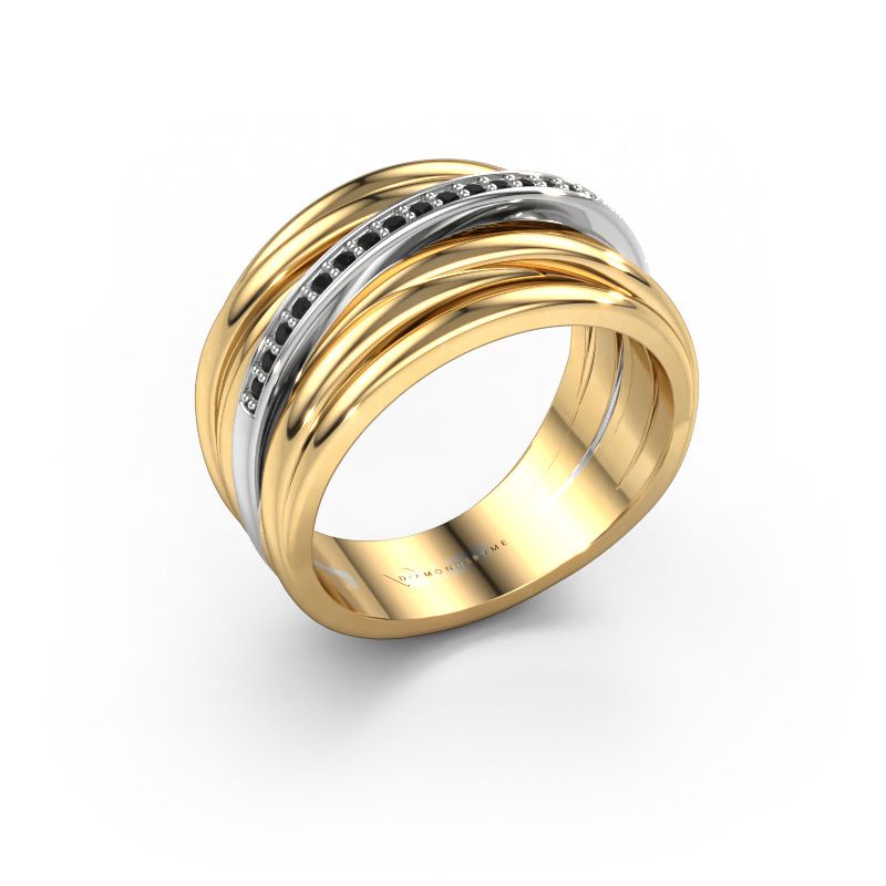 Ring Fien 585 gold black diamond 0.114 crt