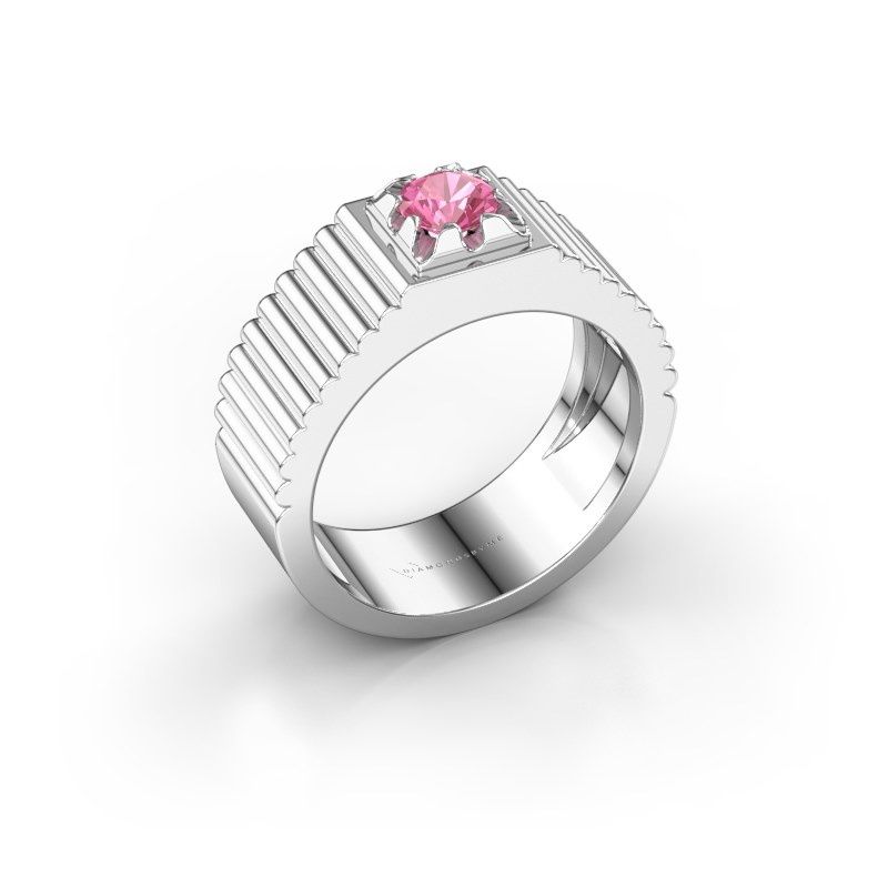 Image of Pinky ring Elias 950 platinum pink sapphire 5 mm
